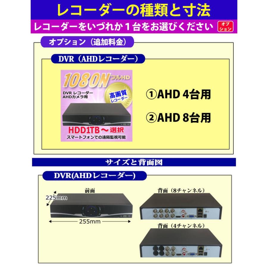 防犯カメラ AHD SONY製 ドーム型 210万画素 1080P フルHD カメラ レコーダー 選択セット 高画質 監視 カメラ 屋外 屋内 赤外線 夜間撮影 スマホ |  | 05