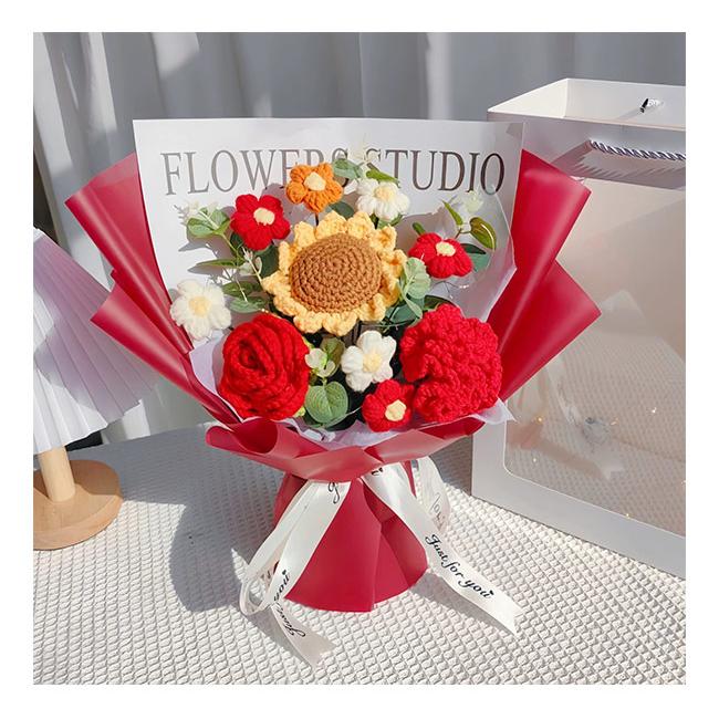 母の日プレゼント・500円OFF】ニット花束 造花 編み花 手作り 毛系の