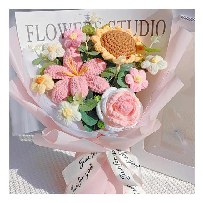 母の日プレゼント・500円OFF】ニット花束 造花 編み花 手作り 毛系の