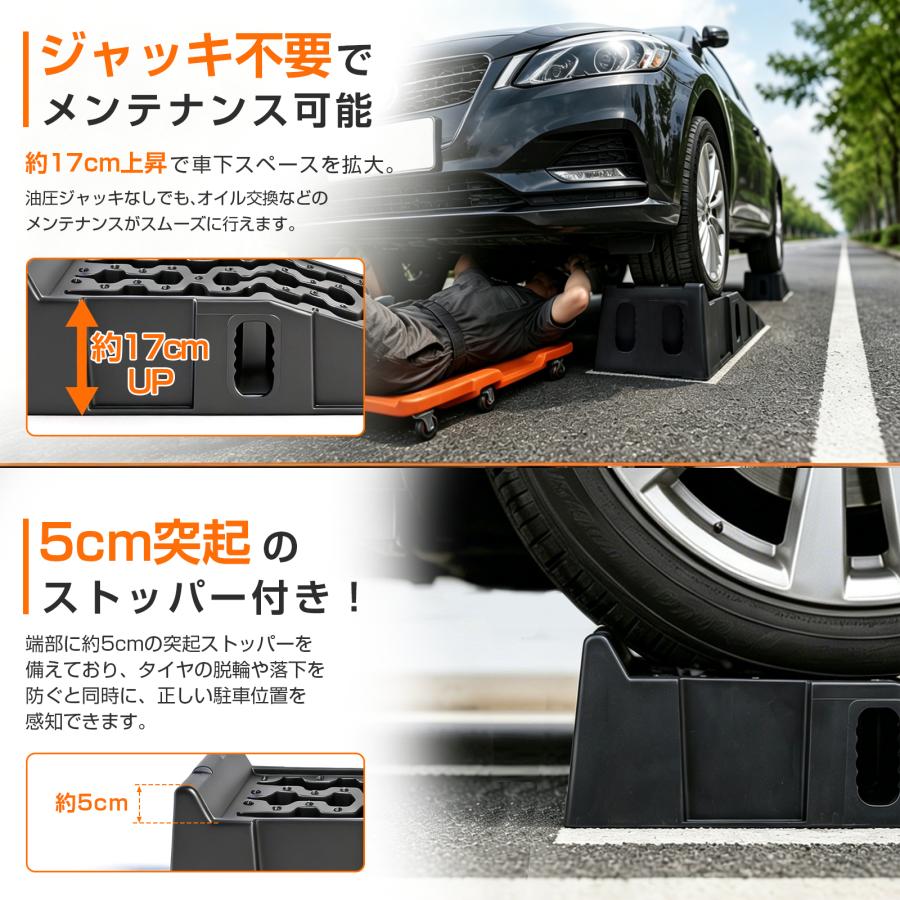 カースロープ 高さ17cm ハイリフト 2個セット 耐荷重7t ワイド 幅広