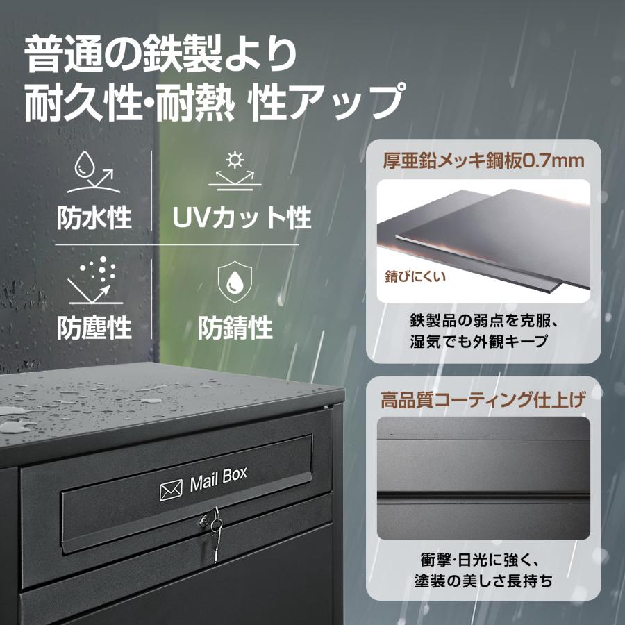 宅配ボックス ポスト一体型 戸建 大型 160L 防水 両開扉 複数投函可能