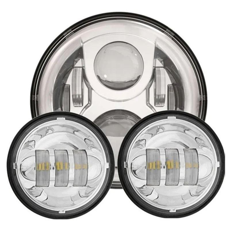 並行輸入品 6 LED 60ワット7インチ MOTO LEDヘッドライト4インチ通過ライトハーレーソフテイルFLSTC FLSTF FLS FLD 7インチ + 2 × 4.5インチ_5