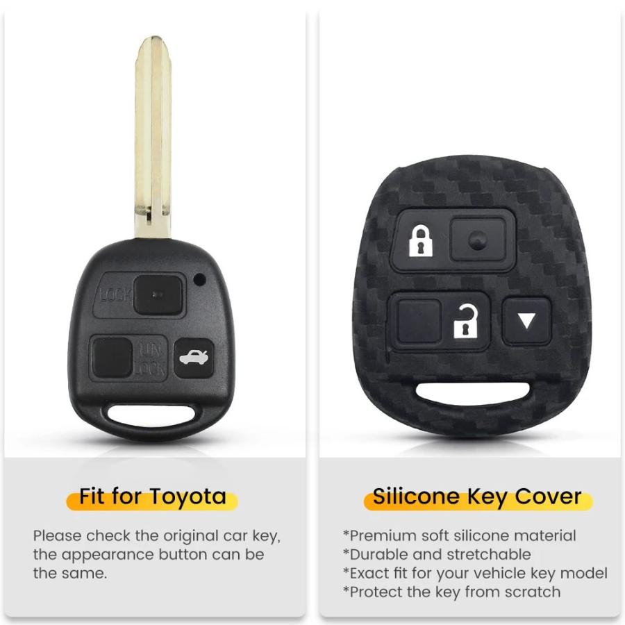 KEYYOU FOB 3ボタン保護カバーレクサスGX470 LX470 ES300 GS LSトヨタRAV4自動カーボンシリコーンキーケース