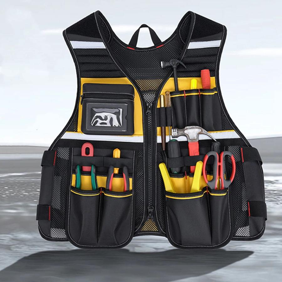 並行輸入品】電気技師ツールベスト 複数のポケット付き 反射作業ベスト