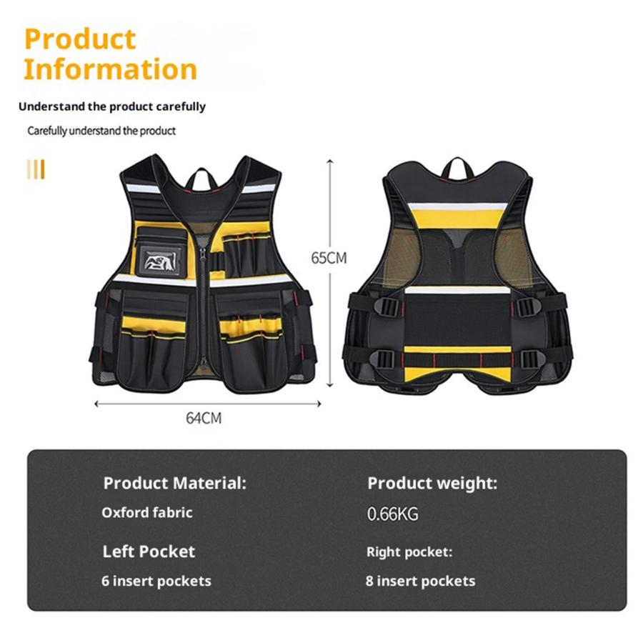 並行輸入品】電気技師ツールベスト 複数のポケット付き 反射作業ベスト