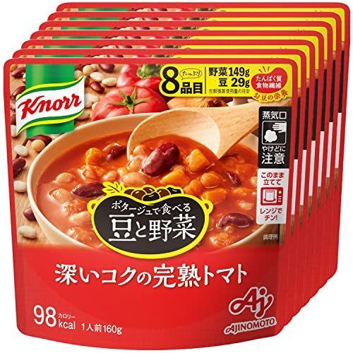 味の素 クノール ポタージュで食べる豆と野菜 当季大流行 深いコクの完熟トマト 7個 160g