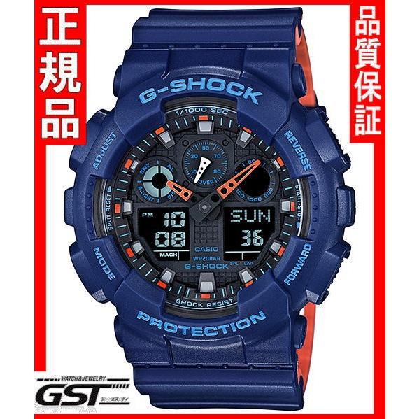 GショックカシオGA-100L-2AJF腕時計 レイヤードカラーシリーズ メンズ青色(青色〈ブルー〉)｜gst