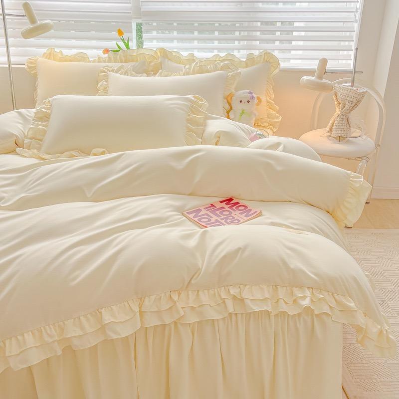 フランス風 シングル ダブル 掛け布団カバー4点セット 綿 姫系 フリル 北欧風 楽天市場】姫系 布団カバー 4点セット ダブル 掛け布団カバー