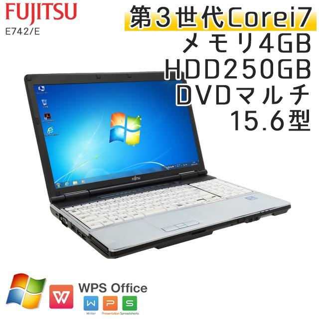 中古 ノートパソコン Windows7 32bit 富士通 LIFEBOOK E742/E 第3世代Core i7-2.9Ghz メモリ4GB