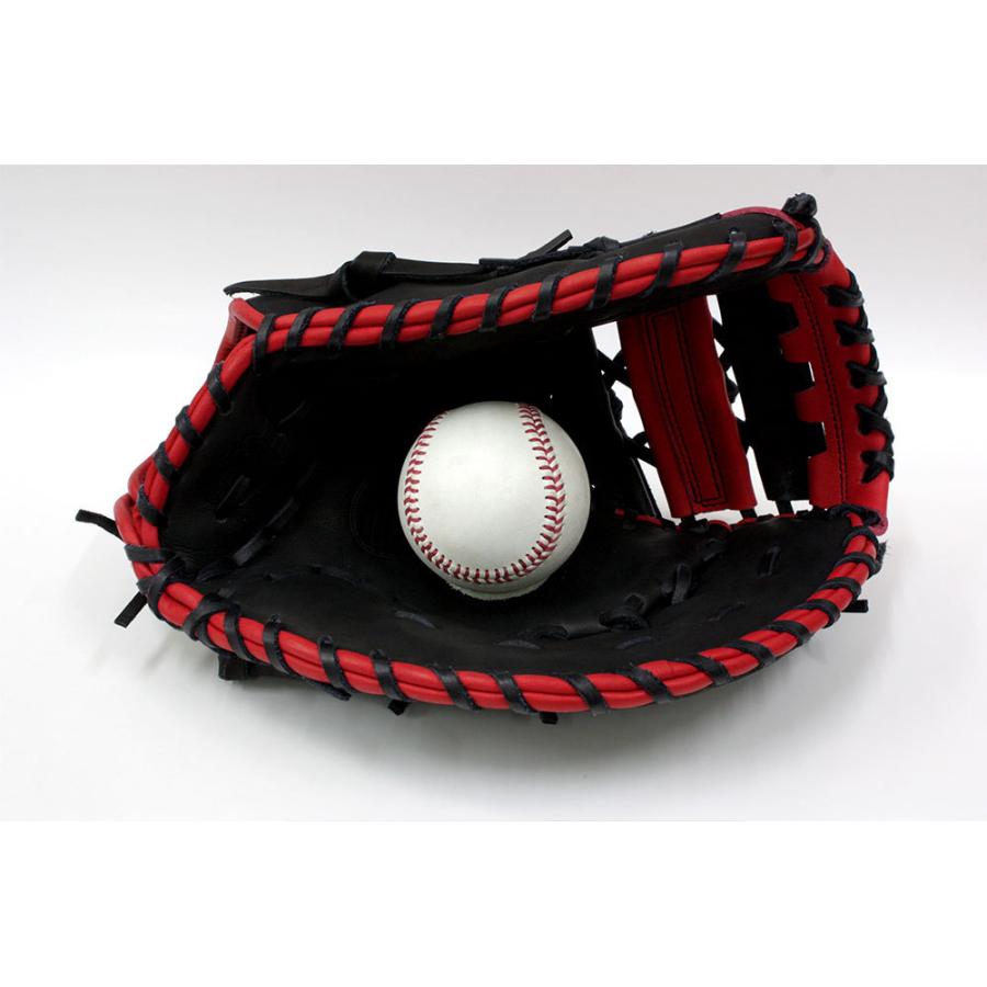 久保田スラッガー 2025  軟式 ファーストミット KSF-INB ブラック×レッド ツートンカラー M号球対応 | 久保田スラッガー | 06
