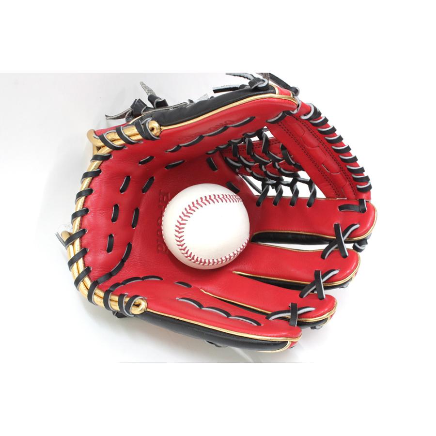 ハイゴールド 軟式野球グローブ Natural 黒/赤 ハイゴールド 軟式野球