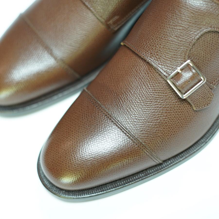 日本製グッドイヤーウエルト紳士靴 ショーンハイト ダブルモンク 「ラ・メール」型押しブラウン SH111-7-SCDR レザー底｜gtm｜02
