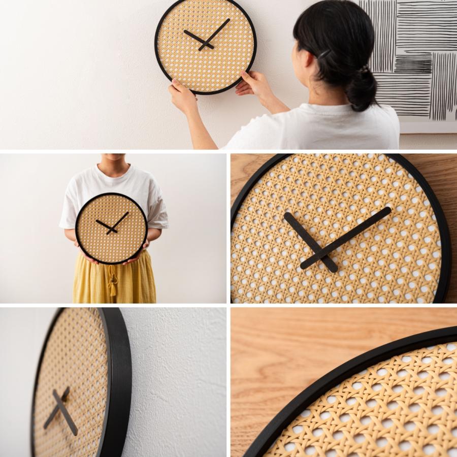 壁掛け時計 ラタン かごめ編みタイプ ウォールクロック おしゃれ 北欧