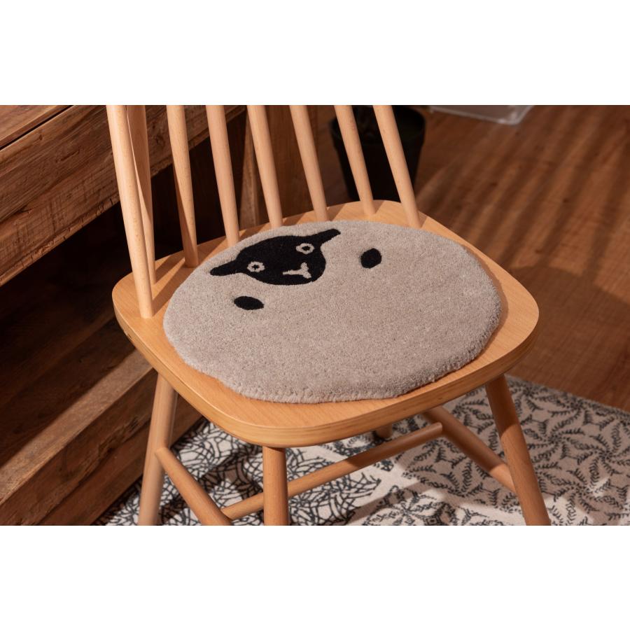 アニマルシートクッション 動物デザイン （ねこ・ふくろう・ひつじ・くま） ウール コットン チェア ベンチ 椅子 イス キャラクター かわいい おしゃれ |  | 16