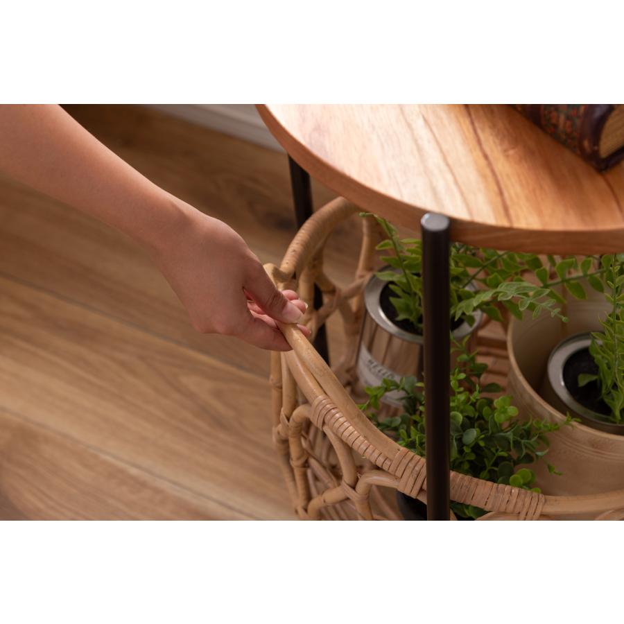 バスケット付きサイドテーブル ラウンド型 収納 机 ラタン 籐 天板取り外し可能 ソファサイド ベッドサイド おしゃれ かわいい |  | 10