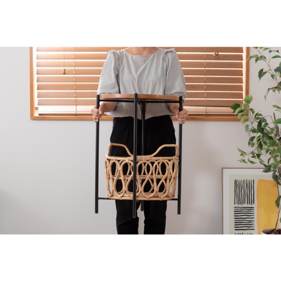 バスケット付きサイドテーブル ラウンド型 収納 机 ラタン 籐 天板取り外し可能 ソファサイド ベッドサイド おしゃれ かわいい |  | 12