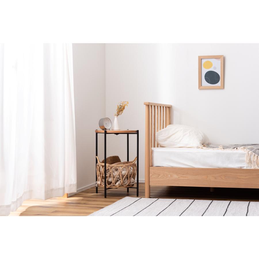 バスケット付きサイドテーブル ラウンド型 収納 机 ラタン 籐 天板取り外し可能 ソファサイド ベッドサイド おしゃれ かわいい |  | 02