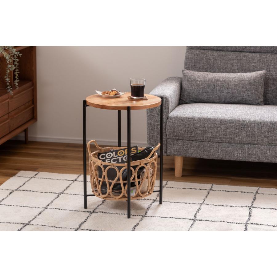 バスケット付きサイドテーブル ラウンド型 収納 机 ラタン 籐 天板取り外し可能 ソファサイド ベッドサイド おしゃれ かわいい |  | 06