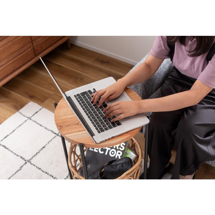 バスケット付きサイドテーブル ラウンド型 収納 机 ラタン 籐 天板取り外し可能 ソファサイド ベッドサイド おしゃれ かわいい |  | 07