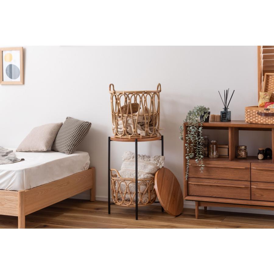 バスケット付きサイドテーブル ラウンド型 収納 机 ラタン 籐 天板取り外し可能 ソファサイド ベッドサイド おしゃれ かわいい |  | 08