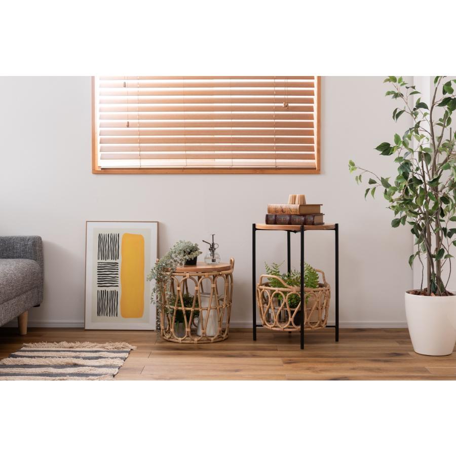 バスケット付きサイドテーブル ラウンド型 収納 机 ラタン 籐 天板取り外し可能 ソファサイド ベッドサイド おしゃれ かわいい |  | 09