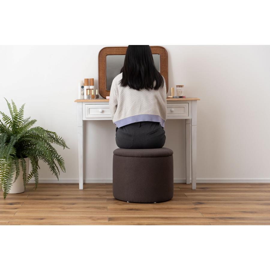 ラウンド収納スツール 高さ37cm 大サイズ 椅子 ドレッサー スツール