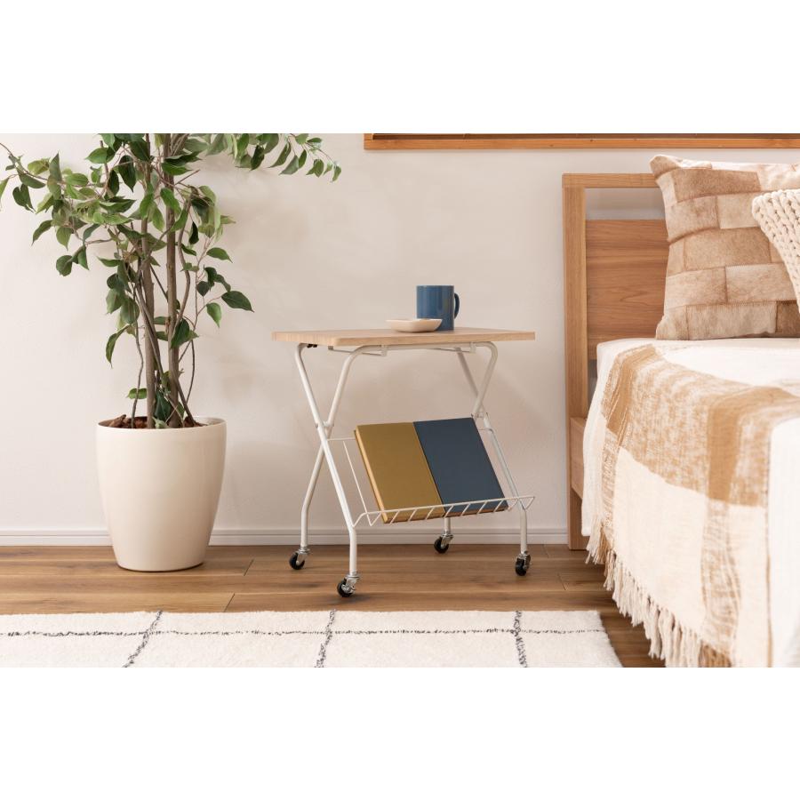 フォールディングサイドテーブ 折りたたみ マガジンラック 雑誌棚 キャスター付き 省スペース 作業台 木目調 スチール 高さ47cm 仕事机 おしゃれ |  | 14