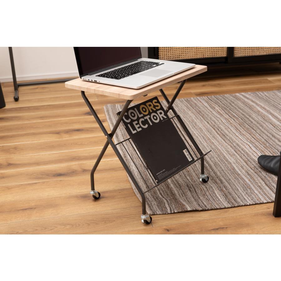 フォールディングサイドテーブ 折りたたみ マガジンラック 雑誌棚 キャスター付き 省スペース 作業台 木目調 スチール 高さ47cm 仕事机 おしゃれ |  | 09