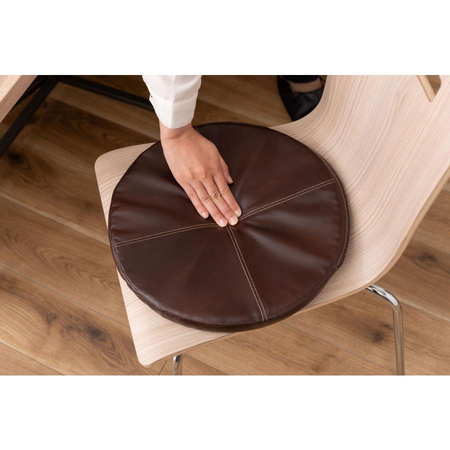 シートクッション ボンデッドレザー 再生本革 直径38cm 円形