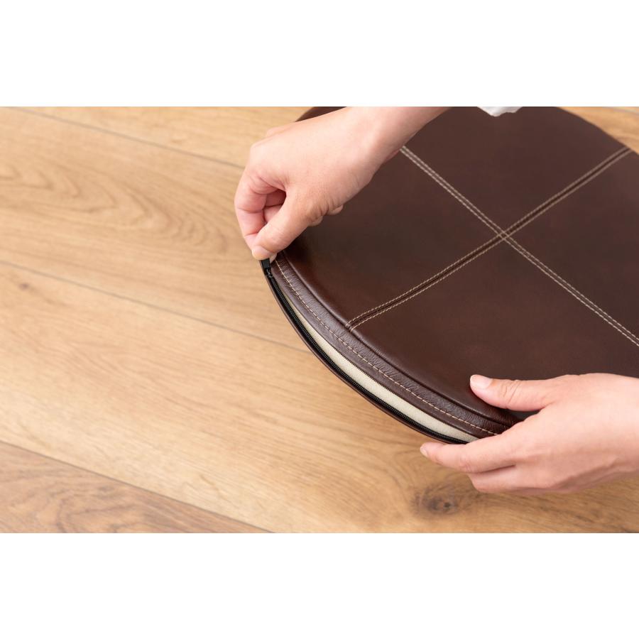 シートクッション ボンデッドレザー 再生本革 直径38cm 円形