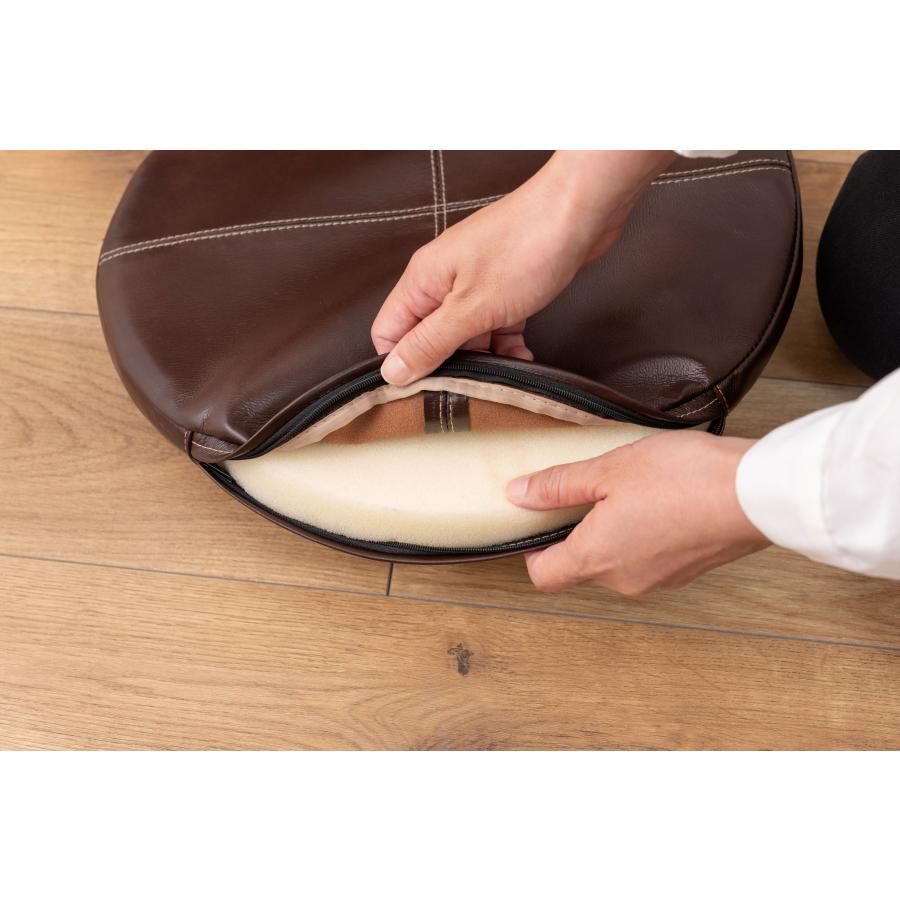 シートクッション ボンデッドレザー 再生本革 直径38cm 円形