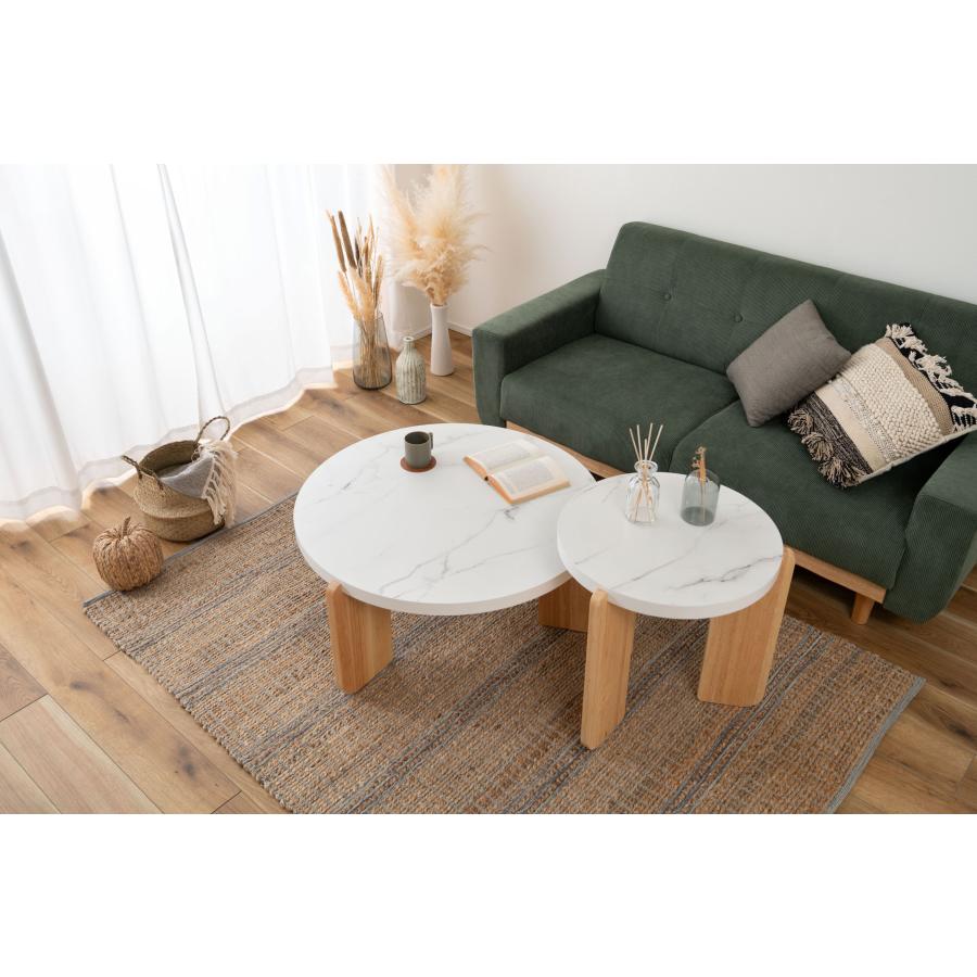ラウンドテーブル （Sサイズ） 高さ50cm 大理石調 石目調 天然木 シンプル コーヒーテーブル ソファテーブル センターテーブル サイドテーブル  北欧 ナチュラル |  | 17