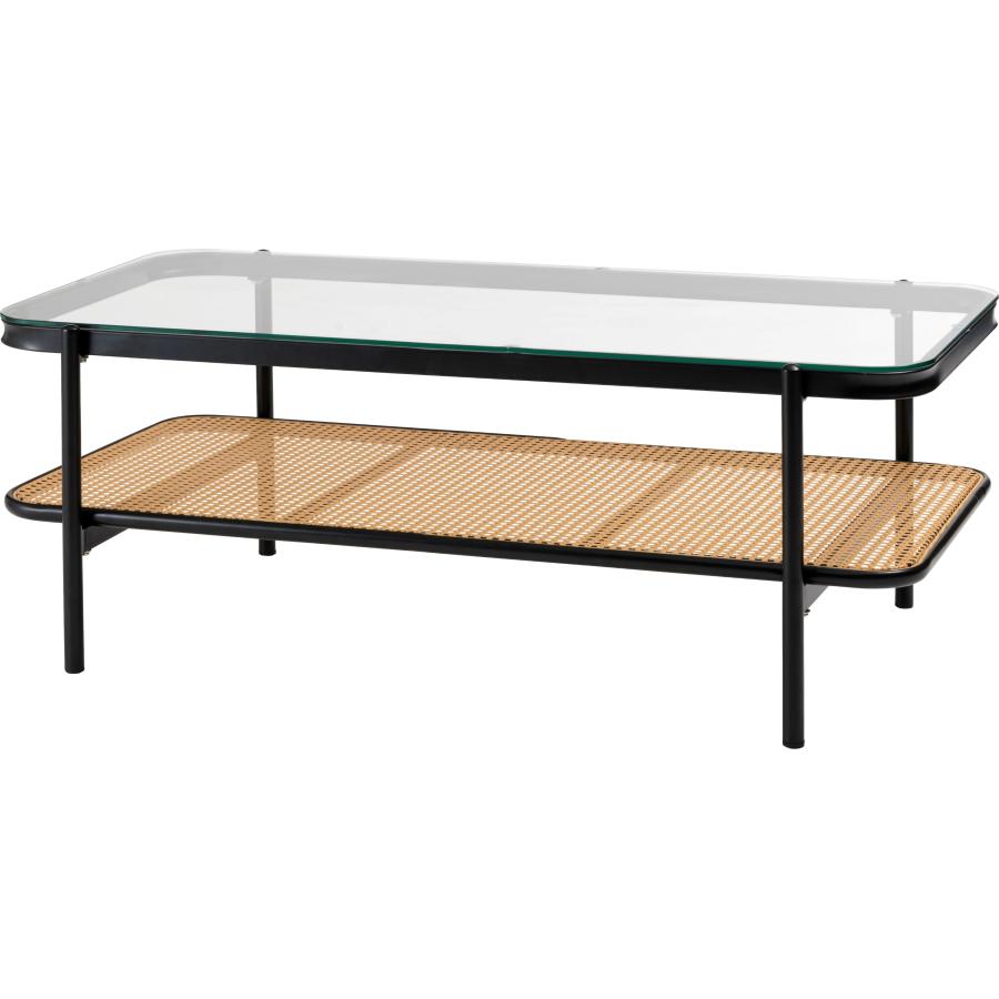 リビングテーブル ガラステーブル 幅110cm おしゃれ シンプル ブラック ディスプレイ収納 棚 インダストリアル ラタン テーブル 机 |  | 17