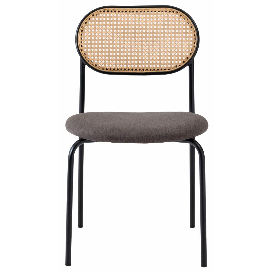 ダイニングチェア 椅子 （2脚セット） ラウンドタイプ ナチュラル ラタン調 ファブリック おしゃれ スチール 背もたれ アームレス アジアン シンプル |  | 19