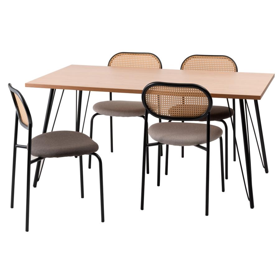 ダイニングチェア 椅子 （2脚セット） ラウンドタイプ ナチュラル ラタン調 ファブリック おしゃれ スチール 背もたれ アームレス アジアン シンプル |  | 22