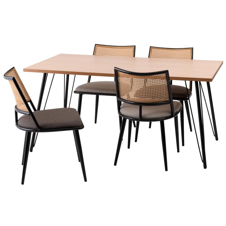 ダイニングチェア 椅子 （2脚セット） スクエアタイプ ナチュラル ラタン調 おしゃれ ファブリック スチール 背もたれ アームレス アジアン シンプル |  | 22