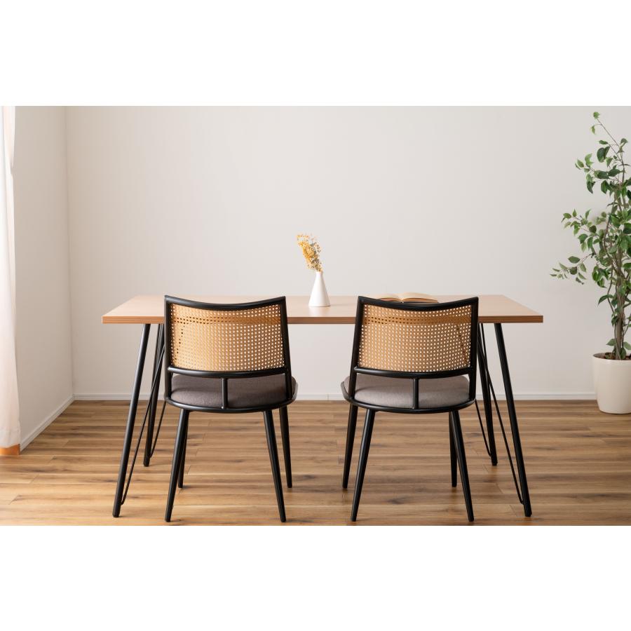 ダイニングチェア 椅子 （2脚セット） スクエアタイプ ナチュラル ラタン調 おしゃれ ファブリック スチール 背もたれ アームレス アジアン シンプル |  | 06