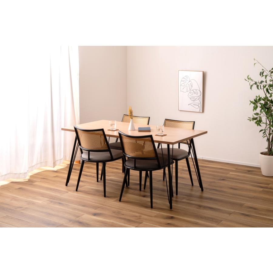 ダイニングチェア 椅子 （2脚セット） スクエアタイプ ナチュラル ラタン調 おしゃれ ファブリック スチール 背もたれ アームレス アジアン シンプル |  | 07