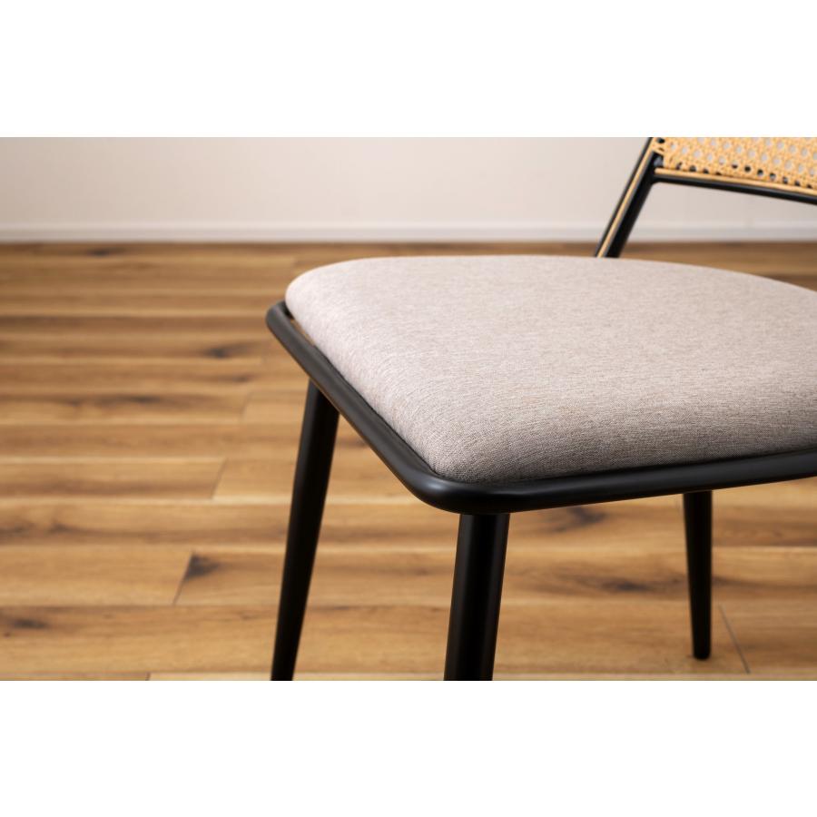 ダイニングチェア 椅子 （2脚セット） スクエアタイプ ナチュラル ラタン調 おしゃれ ファブリック スチール 背もたれ アームレス アジアン シンプル |  | 08