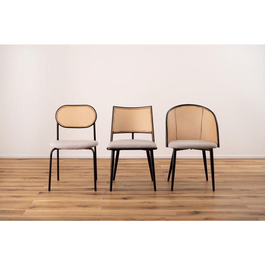 ダイニングチェア 椅子 （2脚セット） semicircleタイプ ナチュラル ラタン調 ファブリック 布地 スチール 背もたれ アームレス アジアン シンプル |  | 13