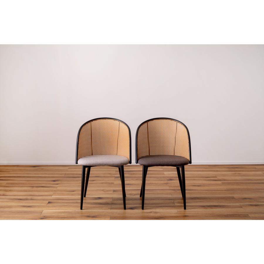 ダイニングチェア 椅子 （2脚セット） semicircleタイプ ナチュラル ラタン調 ファブリック 布地 スチール 背もたれ アームレス アジアン シンプル |  | 03