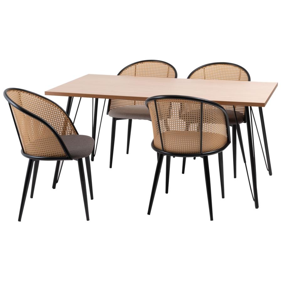 ダイニングチェア 椅子 （2脚セット） semicircleタイプ ナチュラル ラタン調 ファブリック 布地 スチール 背もたれ アームレス アジアン シンプル |  | 22