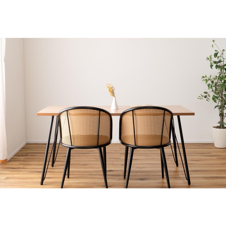 ダイニングチェア 椅子 （2脚セット） semicircleタイプ ナチュラル ラタン調 ファブリック 布地 スチール 背もたれ アームレス アジアン シンプル |  | 05