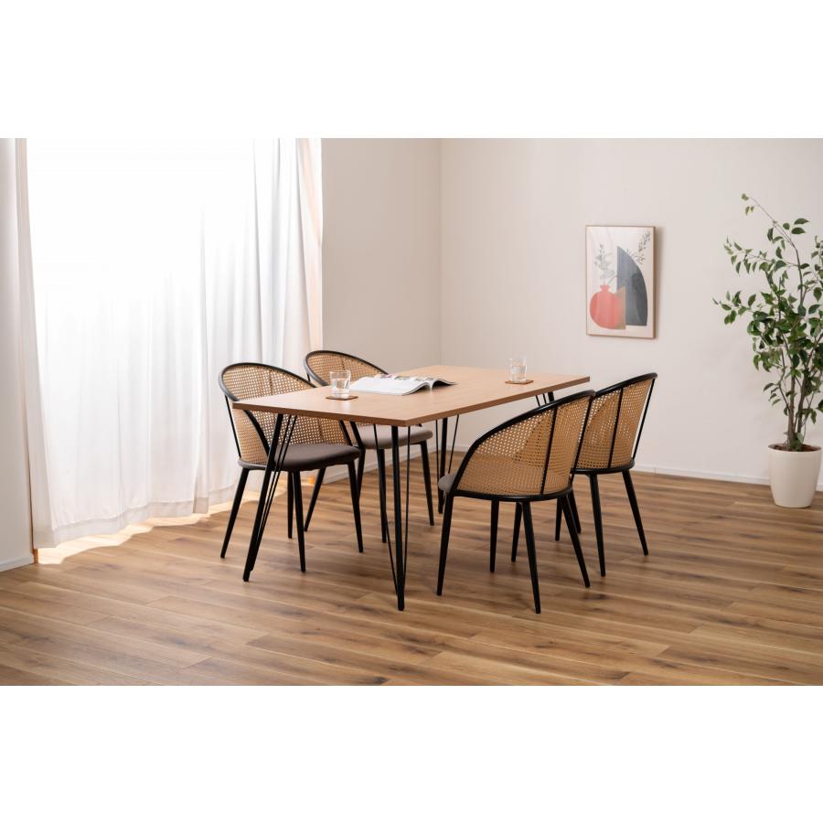 ダイニングチェア 椅子 （2脚セット） semicircleタイプ ナチュラル ラタン調 ファブリック 布地 スチール 背もたれ アームレス アジアン シンプル |  | 06