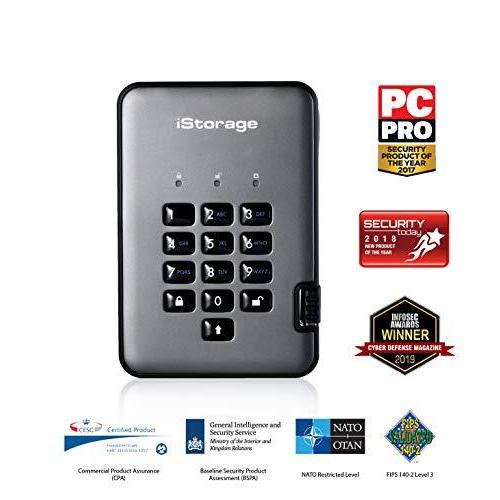 iStorage diskAshur PRO2 HDD 安全なポータブルハードドライブFIPSレベル2認定 パスワード保護、ほこりや耐水性、ポー