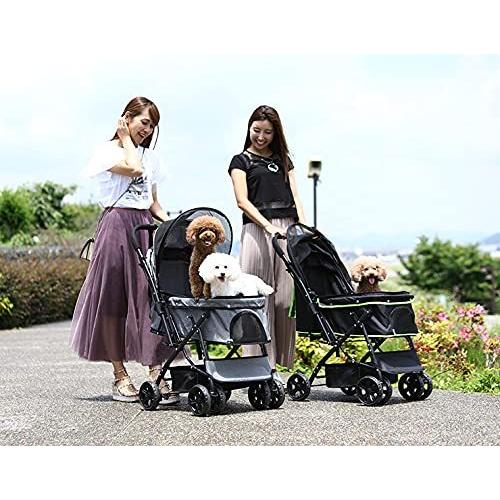 【AWESOME/オーサム】 対面式 折りたたみ ペットカート ブラック 蛍光 多頭 中型犬 小型犬 猫 2WAY 軽量 組立簡単 ? 