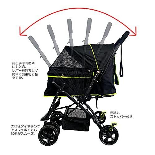 【AWESOME/オーサム】 対面式 折りたたみ ペットカート ブラック 蛍光 多頭 中型犬 小型犬 猫 2WAY 軽量 組立簡単 ? 