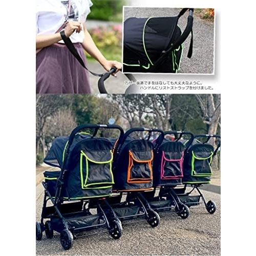 【AWESOME/オーサム】 対面式 折りたたみ ペットカート ブラック 蛍光 多頭 中型犬 小型犬 猫 2WAY 軽量 組立簡単 ? 