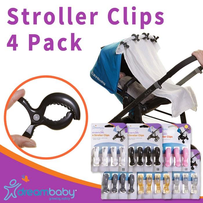 【販売終了】 ドリームベビー ベビーカー クリップ 4個セット ブラック　バギー ブランケット留め　日よけ 日差し　対策　dreambaby | dreambaby
