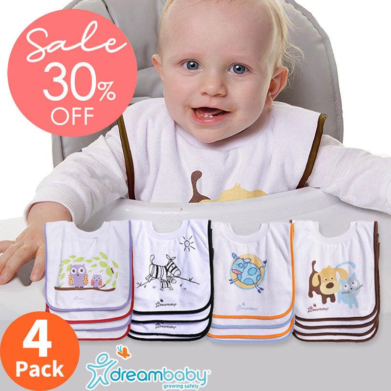 【販売終了】★30％OFF★ ドリームベビー ドリームベビー プルオーバー タオル ビブ 4枚セット よだれかけ dreambaby | dreambaby